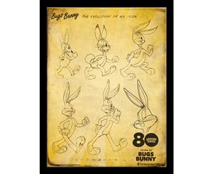 Looney Tunes Bugs Bunny The Evolution Of An Icon Framed Print - 34.5 x 44.5 cm - Officially Licensed