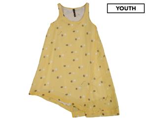 Manila Grace Girls Asymmetric Polka Dot Dress - Yellow