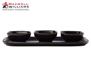 Maxwell & Williams Forma Rectangular Platter and 3 Square Bowl Set Gift Boxed Black