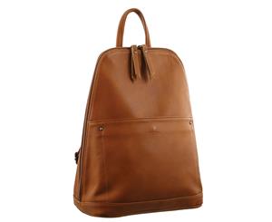 Milleni Ladies Italian Leather Twin Zip Backpack (NL2442) - Cognac