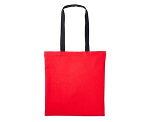 Nutshell Varsity Cotton Shopper Long Handle Tote (Fire Red/Black) - RW7156