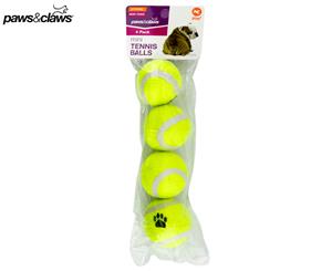 Paws & Claws Mini Tennis Ball 4-Pack - Green