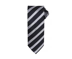 Premier Mens Waffle Stripe Formal Business Tie (Black/Dark Grey) - RW5236