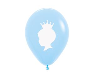 Prince Pastel Blue 30cm Latex Balloons White Ink 50pk