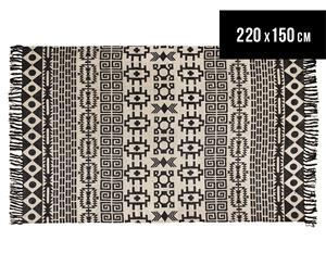 Rug Culture 220x150cm Zulu Flatweave Rug - Black