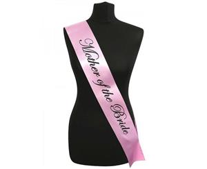 Single Layer Satin Pink with Black Mother of Bride Night Party Text Sash Banner 160cm x 80cm x 10cm