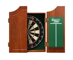 TEX PRO Dart Board Set With SOLID WOOD Walnut Cabinet