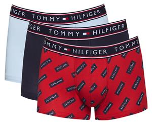 Tommy Hilfiger Men's Cotton Stretch Trunk 3-Pack - Deep Red/Multi