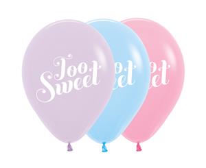 Too Sweet Fash/Pastel 30cm Latex Balloons White Ink 50pk