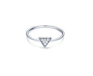 Triangle CZ Pave RIng in Sterling Silver Rhodium Plated