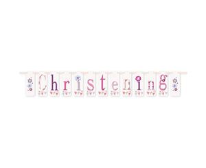 Unique Party Bunting Christening Banner (Pink) - SG13467