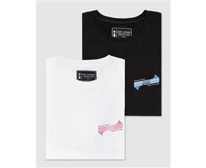 2 Pack Banner Tee - Black & White