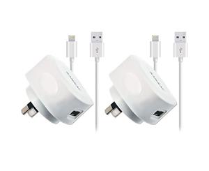 2x Sansai USB Wall Charger w/Charging Cable for Lightning Apple iPhone 8 X iPod