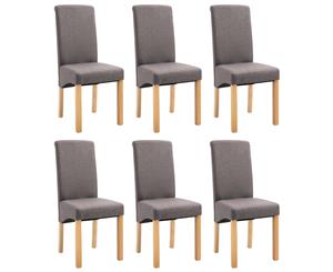 6x Dining Chairs Taupe Fabric Home Kitchen Dinner Restaurant Seating