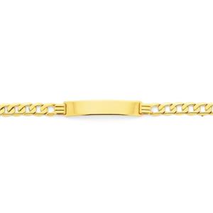 9ct Gold 21cm Gents Bevelled Curb Identification Bracelet