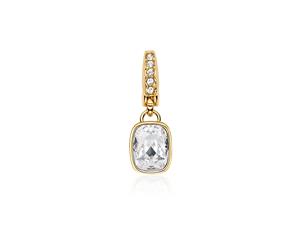 Affinity Cushion Charm with Clear Swarovski Crystals Gold Plated