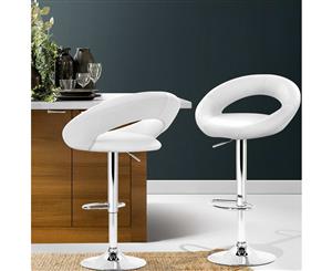 Artiss 2x Bar Stools RIO Kitchen Swivel Bar Stool Leather Chairs Gas Lift White