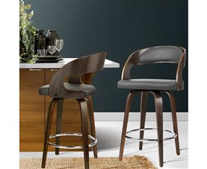 Artiss 2x Wooden Bar Stools Swivel Bar Stool Kitchen Dining Chairs Black Walnut