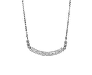 Bevilles Stainless Steel Pave Crystal ID Bolo Necklace