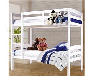 Bunk Beds Single Solid Pine Children Wooden Bed Kids Furniture Bedroom M - White