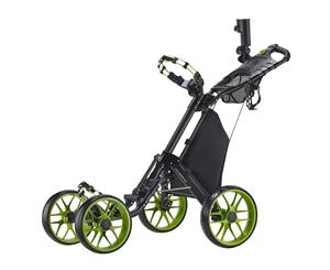 CaddyTek CaddyCruiser ONE v4 One-Click Folding 4 Wheel Golf Buggy / Push Cart - Lime