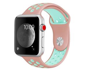 Catzon Sport Soft Silicone Apple Watch Strap iWatch Band Bracelet Replacement Band For iWatch Series 1 2 3 4 - Pink Green