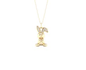 De Couer Sterling Silver Diamond Yellow Gold Plated Balloon Rabbit Pet Necklace (1/20CT TDW H-I Color I2 Clarity)