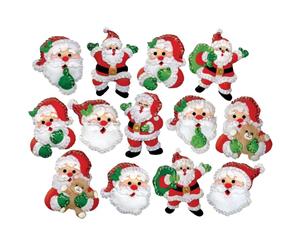 Design Works Felt Ornament Applique Kit 13 pack Joyful Santa