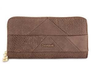 Desigual Mone Zip Around Snake Patch Continental Wallet - Brown