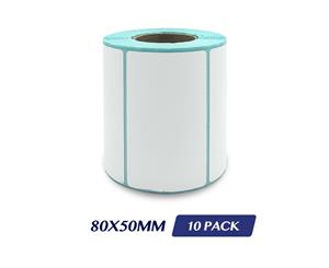 Direct Thermal Label Adhesive Labels Shipping Label Rolls - 80x50mm 500 Labels 10 Pack