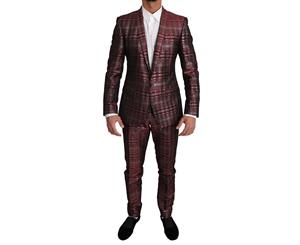 Dolce & Gabbana Bordeaux Gold Shiny 2 Piece Slim Suit