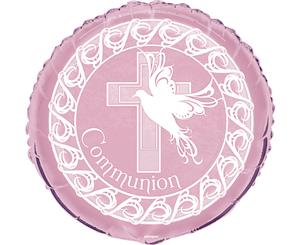 Dove Cross Pink Communion 45cm Foil Balloon Packaged