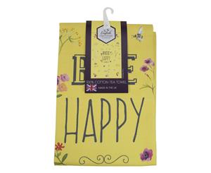 English Tableware Co. Bee Happy Tea Towel Yellow