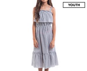 Eve Girl Girls' Skylar Striped Dress - Grey/White