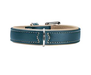 Hunter Canadian Elk Leather Dog Collar Petrol Blue