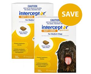 Interceptor Spectrum 11+ Kilos Medium Dogs Tasty Treat Yellow Chew 3's (I0972)