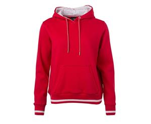 James And Nicholson Womens/Ladies Club Hoodie (Red/White) - FU808