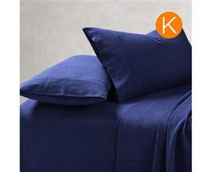 King 170GSM Cotton Flannelette 1 Fitted Sheet & 2 Pillowcases in Midnight