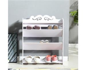 Levede 4 Tiers 63 Width Tilt Chic Hollow Shoe Rack Stand Storage Organiser Shelf