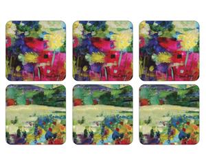 Pimpernel Impressionist Flowers Coasters Purple Set of 6