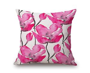 Pink Flowers on Cotton&linen Pillow Cover 80647