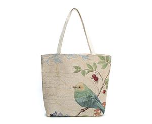 Printed Bird Canvas Handbag Tote Bag