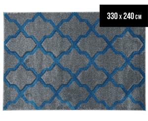 Rug Culture 330x240cm Iconic Shine Durable Contemporary Trellis Rug - Grey