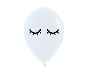 Sleepy Eyes Fashion White 30cm Latex Balloons Black Ink 50pk