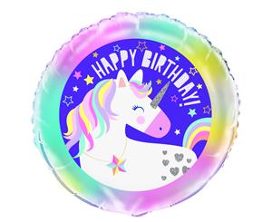 Unicorn Party Happy Birthday 45cm Foil Balloons Packaged