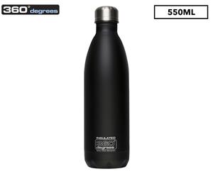 360 Degrees Vacuum Insulated Stainless Steel Soda Bottle 550mL - Black