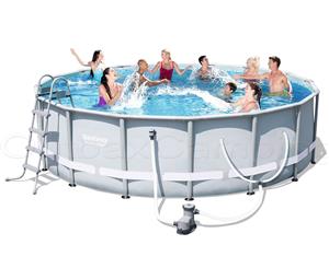 4.88 x 1.22M Bestway Above Ground Swimming Pool Round Metal Frame With Filter Pump 16FT