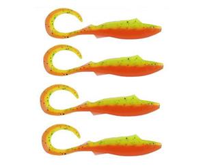 6 Pack of Berkley Powerbait 4 Inch Nemesis Soft Plastic Fishing Lures-Fire Tiger