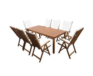 9 Piece Solid Acacia Wood Outdoor Dining Set with Cushions Table Chair