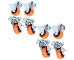 AB Tools 3" Fixed + Swivel With Brake Castors Wheel Roller Bearings 100kg Load Each 8pc